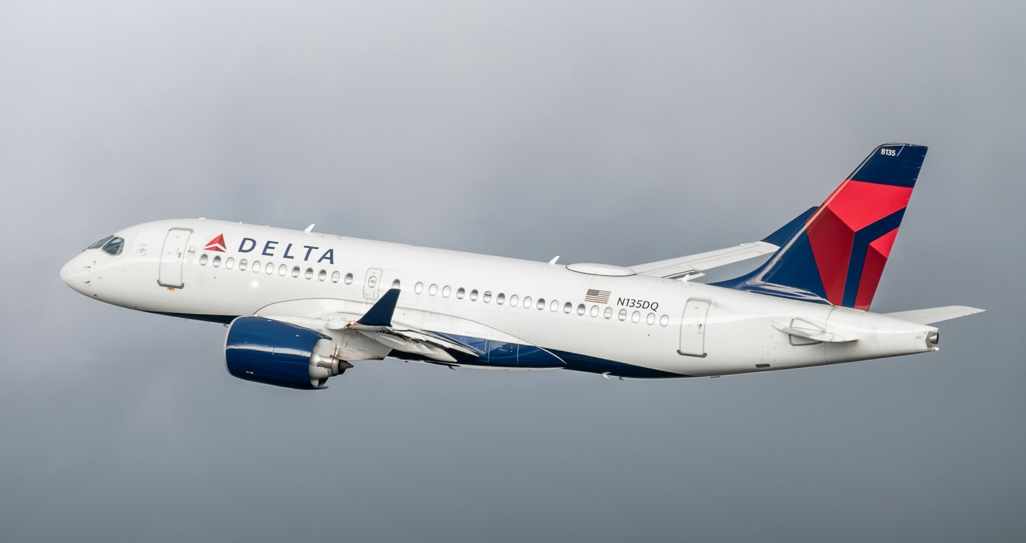 Delta Airbus A220-200 departing from RDU