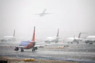 Airport during the blizard
