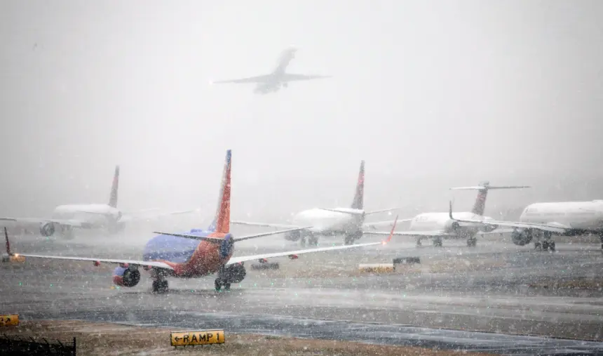 Airport during the blizard