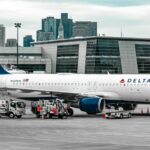 Delta Airlines aircraft on the ground.