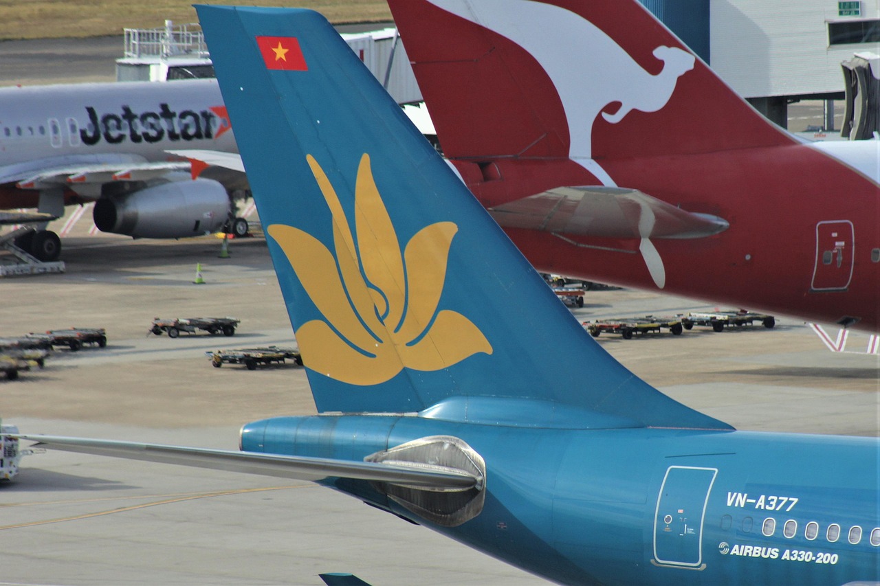 Vietnam Airlines aircraft tail at airport apron representing Vietnam aviation growth and the Vietnam aviation industry 2026.