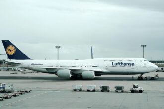 Lufthansa aircraft in Frankfurt, Germany