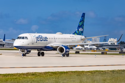 A jetblue plane on the runway