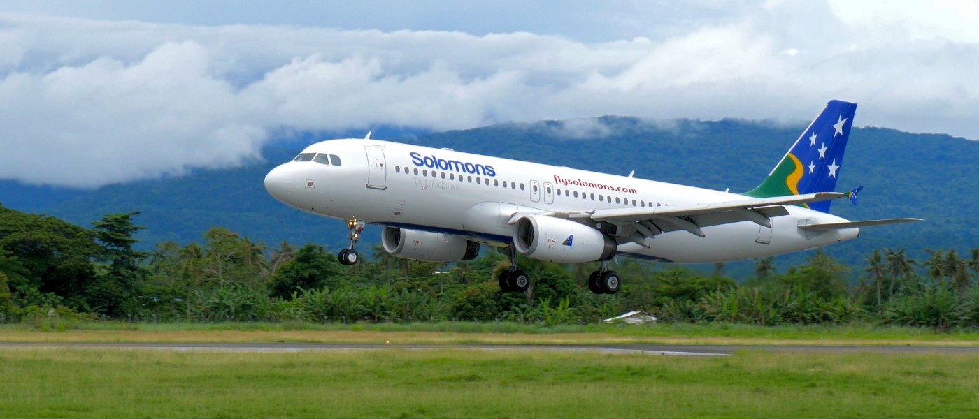 Solomon Airlines flight departing Port Villa, Vanuatu.