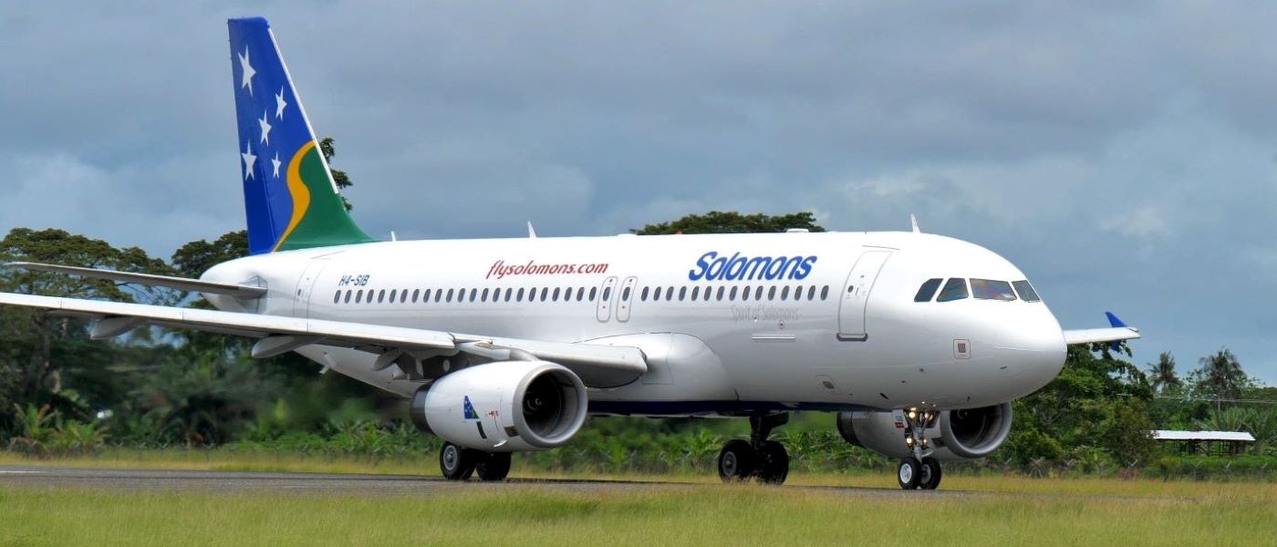 Solomon Airlines flight departing Port Villa, Vanuatu.