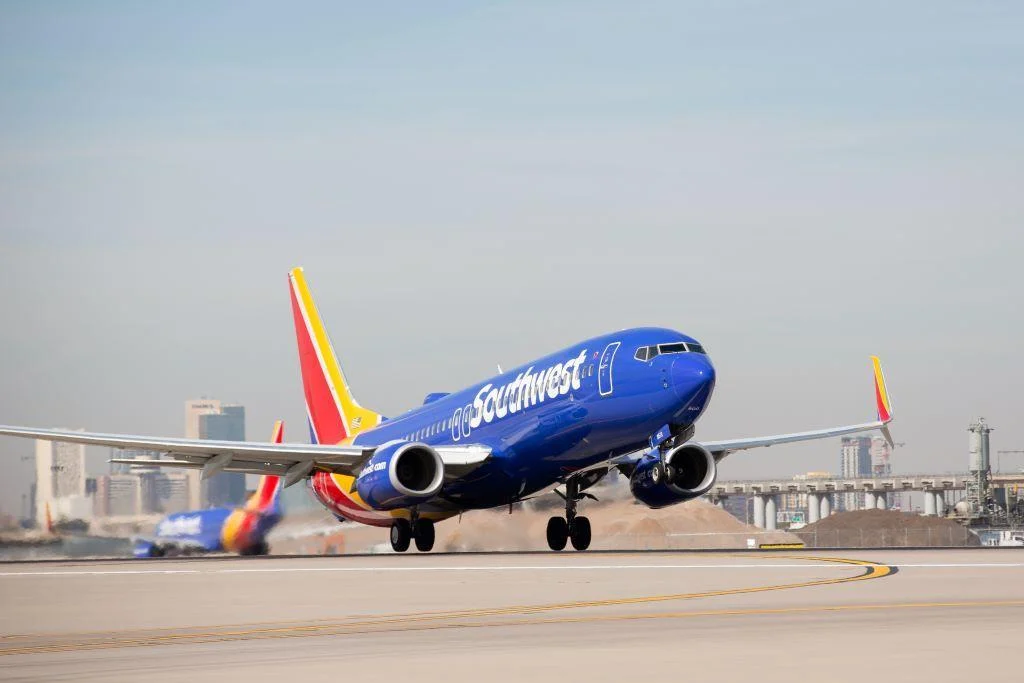 Southwest Airlines B737 on the ground on a sunny day