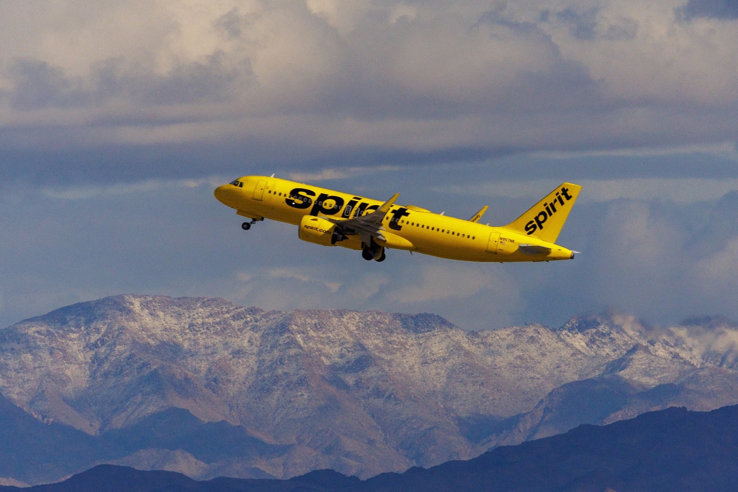 Spirit Airlines airliner taking off from Las Vegas International Airport