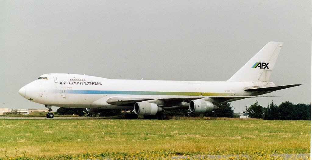 An aircraft in the bay of an airport