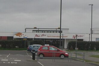 This image depicts an international airport