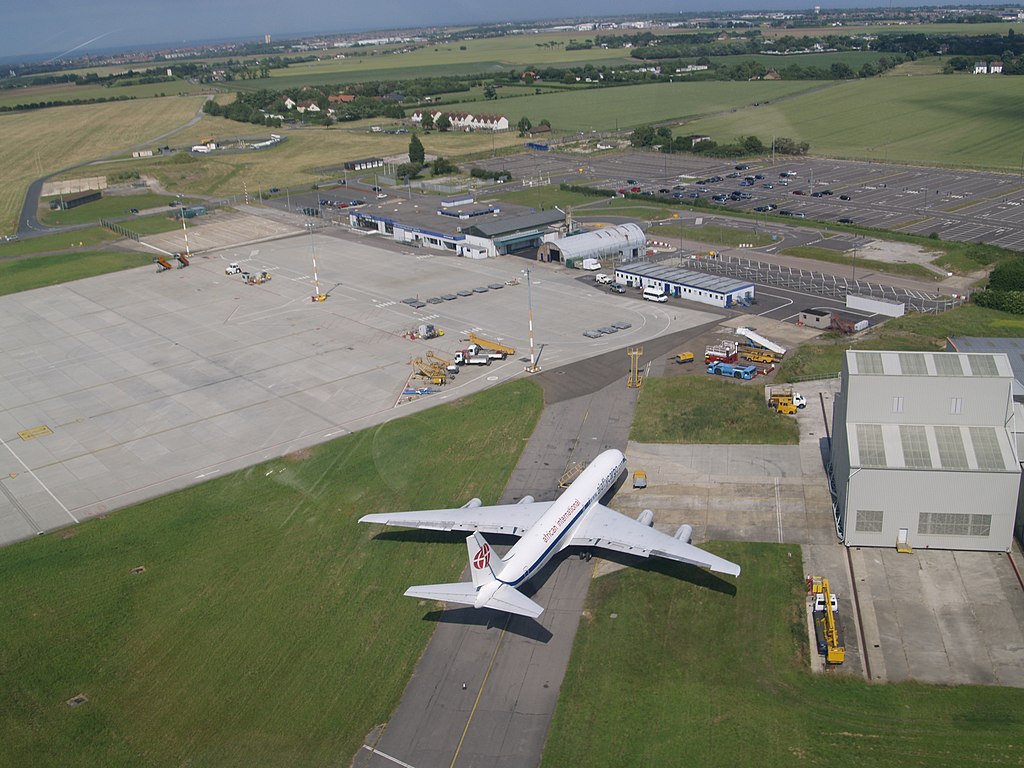 Aerial view of an international airport