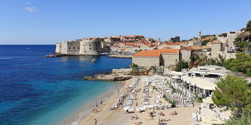 Panoramic image of the Old City Dubrovnik, taken from outside the walls in 2017.