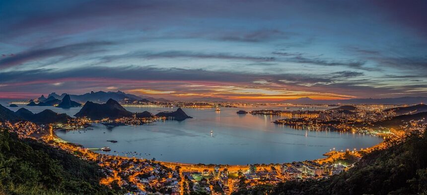 Panoramic view of Rio de Janeiro at sunset