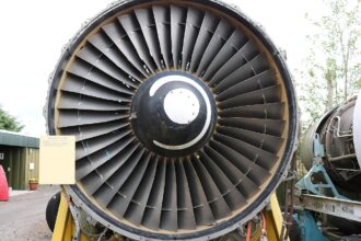 Close up shot of CF6 Jet Engine