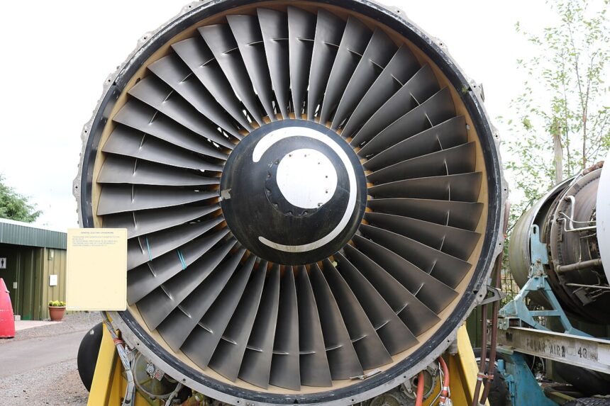 Close up shot of CF6 Jet Engine