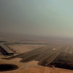 The geographical view of an airport runway