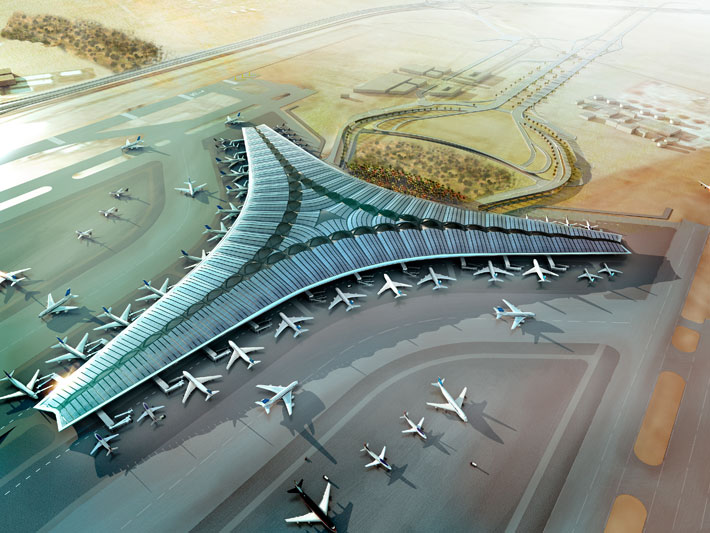 Birdseye view of Kuwait International Airport.