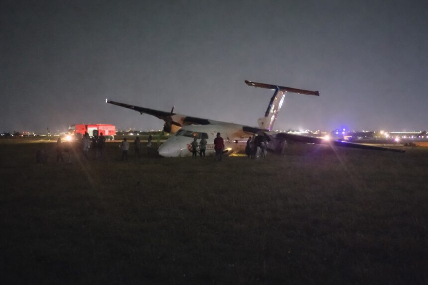 Safarilink Aviation aircraft crash-landing at Wilson Airport.