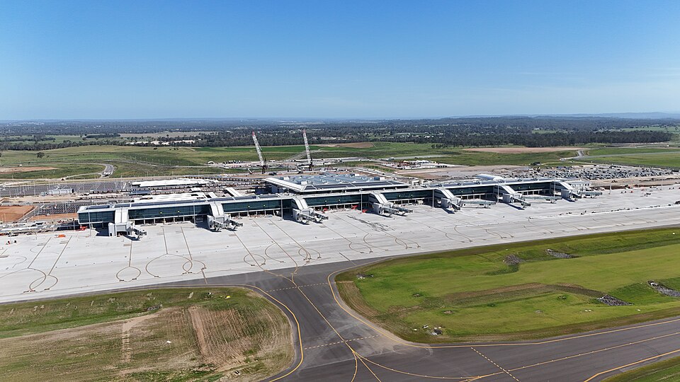 Western Sydney Airport, aerial view of the terminal taken in January 2025.