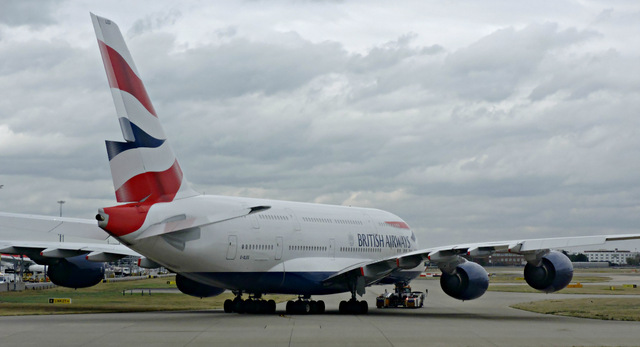 British Airways Airbus A380, at London Heathrow.