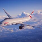 Boeing 777-300 takes to the skies.