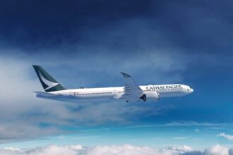 Cathay Pacific Boeing 777-9 mid air