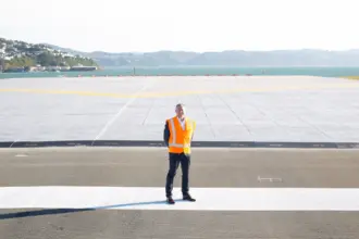 Matt Clarke and the upgraded runway at Wellington Airport