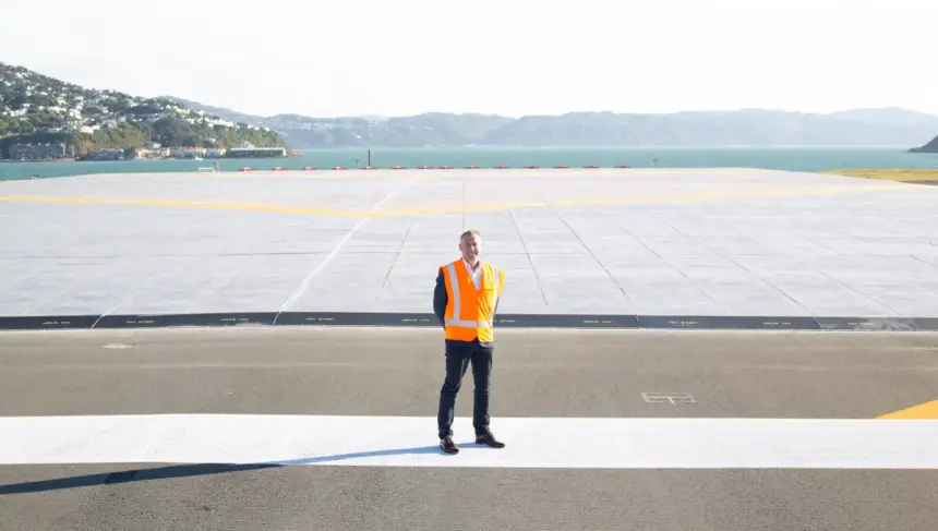Matt Clarke and the upgraded runway at Wellington Airport