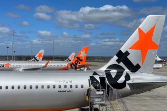 Tail end of Jetstar aircraft