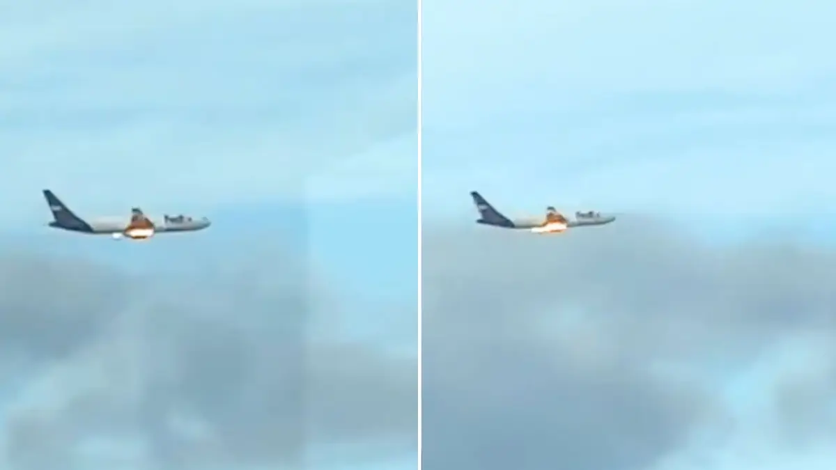 FedEx aircraft engine on fire after bird strike 