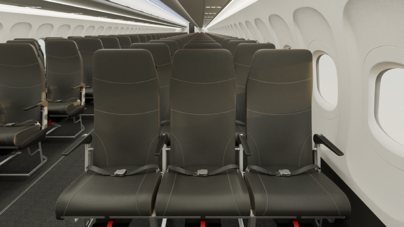 design of the Norfolk manufactured Kestrel seats in a 3 seat layout for easyJet