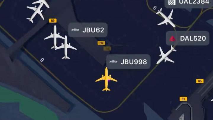 An image of the planes flying in and on the ground at LaGuardia airport on March 23 on Air Traffic Control.