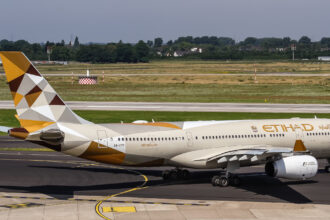 Etihad Airways aircraft on runway