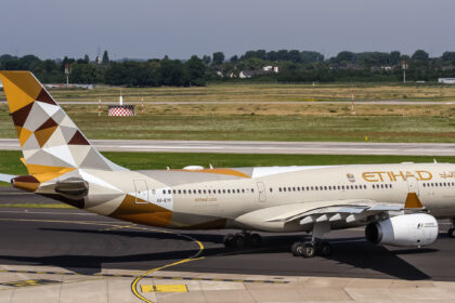 Etihad Airways aircraft on runway