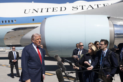 President Donald Trump disembarks Air Force One at Palm Beach International Airport, Florida on Friday, October 31, 2025, and departs for the Mar-a-Lago Club