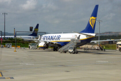 An aircraft parked on the tarmac