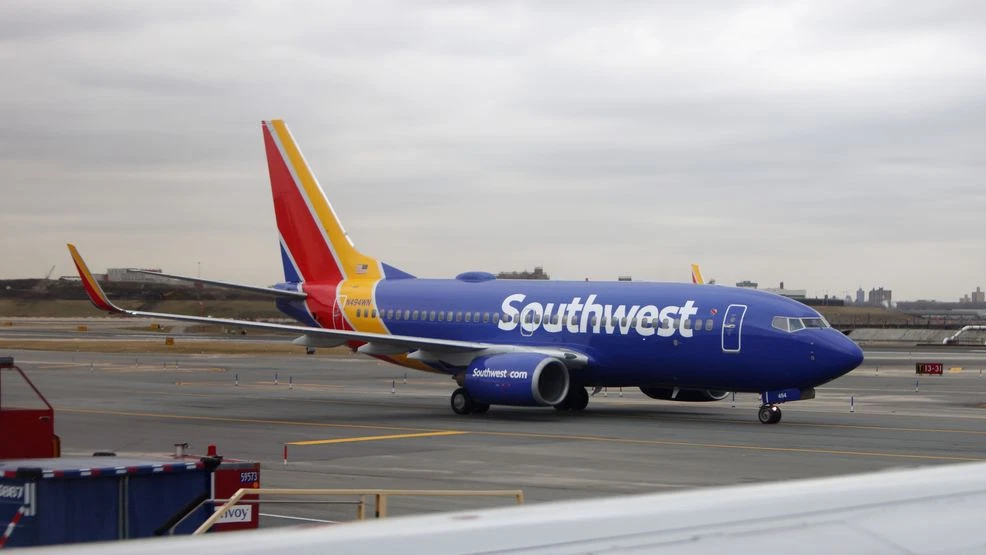 A Southwest Airlines plane at the aiport