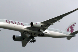 Qatar Airways flying in the air