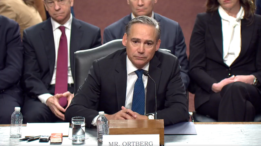 Photo of Boeing CEO testifying in court