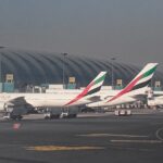 planes lined up at Dubai airport