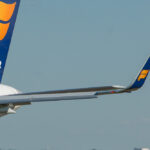 The winglet of a Boeing 757.