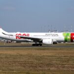 TAP Air Portugal Airbus A330-900neo in special 100th anniversary livery taxiing on runway