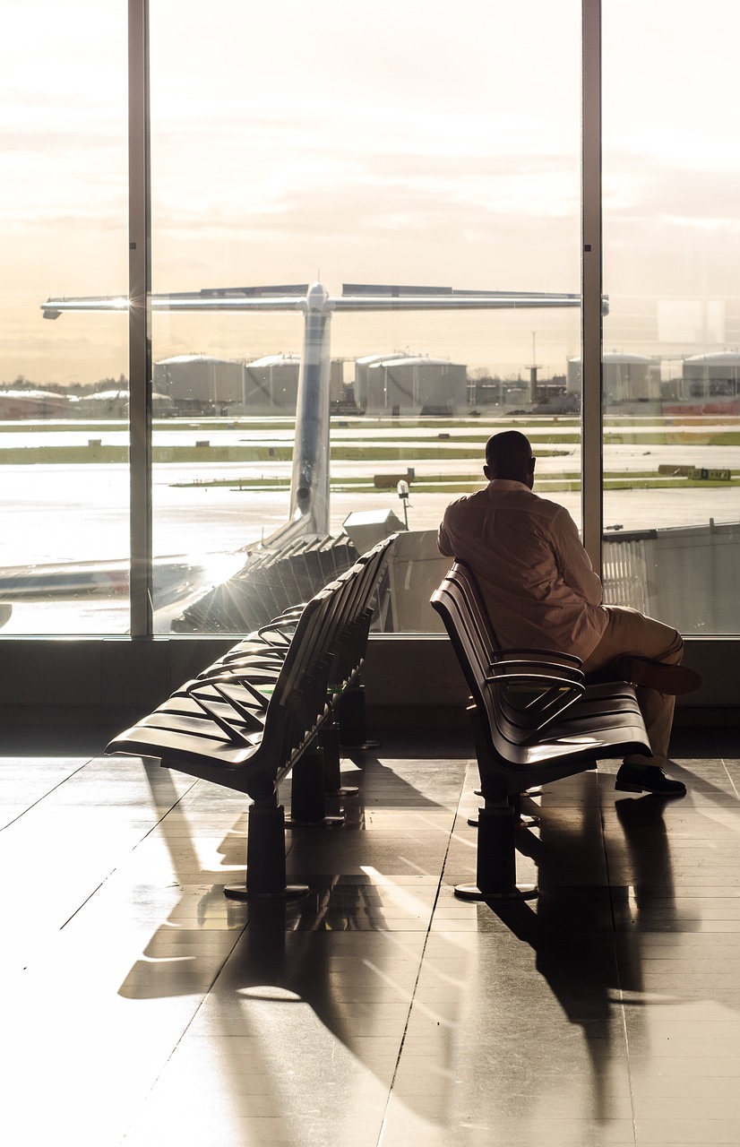 A man waiting at the airport