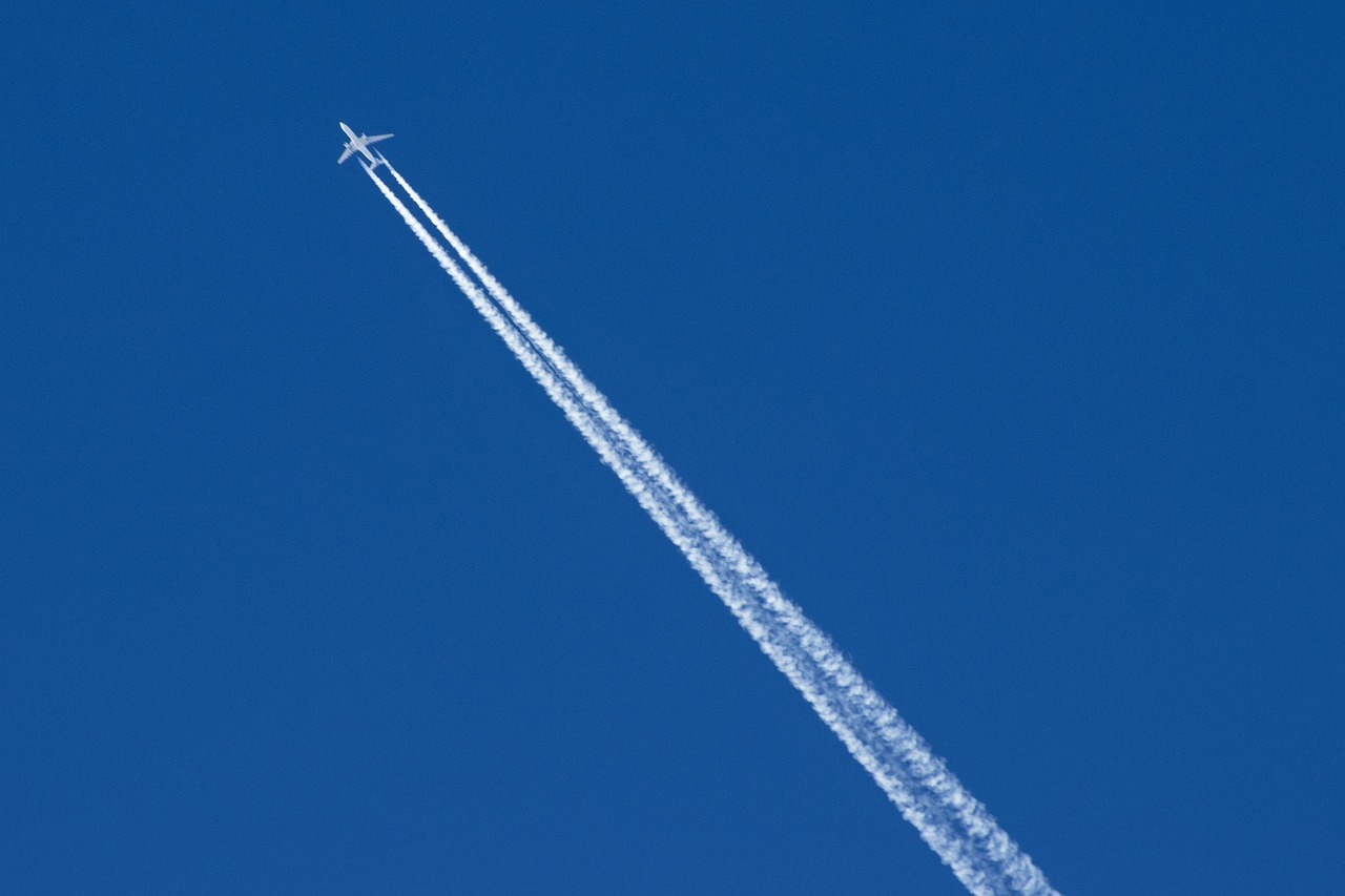 Airbus taking off in blue skies.