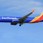A Southwest Airlines plane during its flight