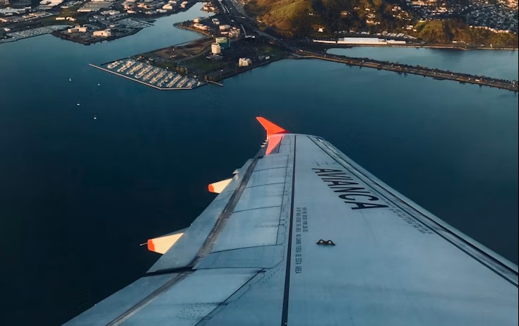 Wing of Avianca aircraft and view