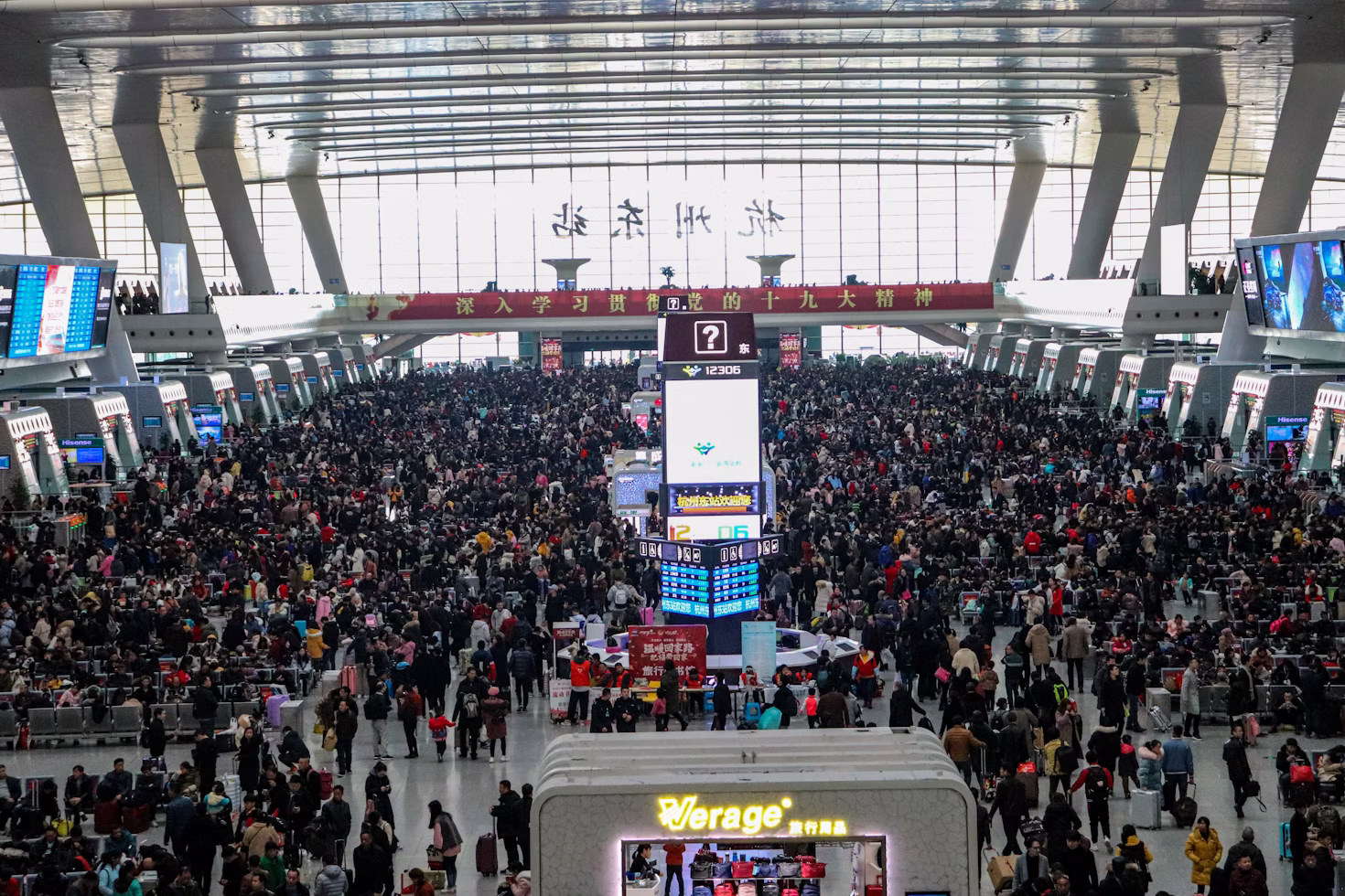 Busy airport terminal