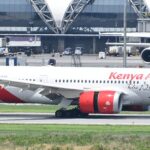 Boeing 787/8 of Kenyan Airlines arriving rwy. 19R at Bangkok-BKK,Thailand