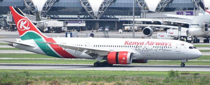 Boeing 787/8 of Kenyan Airlines arriving rwy. 19R at Bangkok-BKK,Thailand