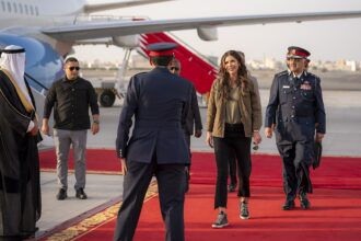Kristi Noem arriving at Bahrain International Airport.