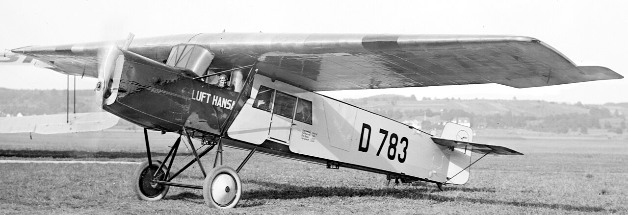 original plane Fokker-Grulich F.II D-783 of Deutsche Luft Hansa at Dübendorf airfield near Zürich.